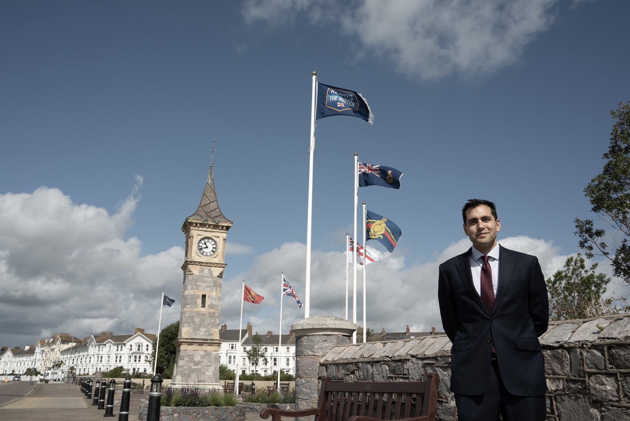 Photo of David Reed MP on Exmouth sea front.