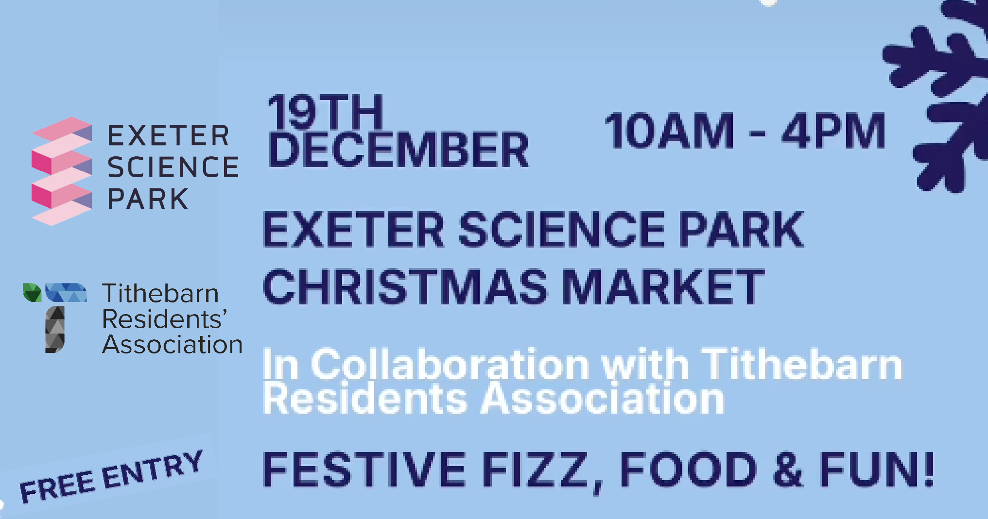 Christmas Market promotion banner listing date as 19th December between 10am and 4pm.